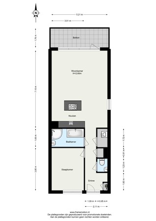 Floorplan - Delflandseweg 243, 3119 XW Schiedam